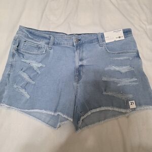 Arizona Jean Company Women's Light Blue Distressed Denim Shorts